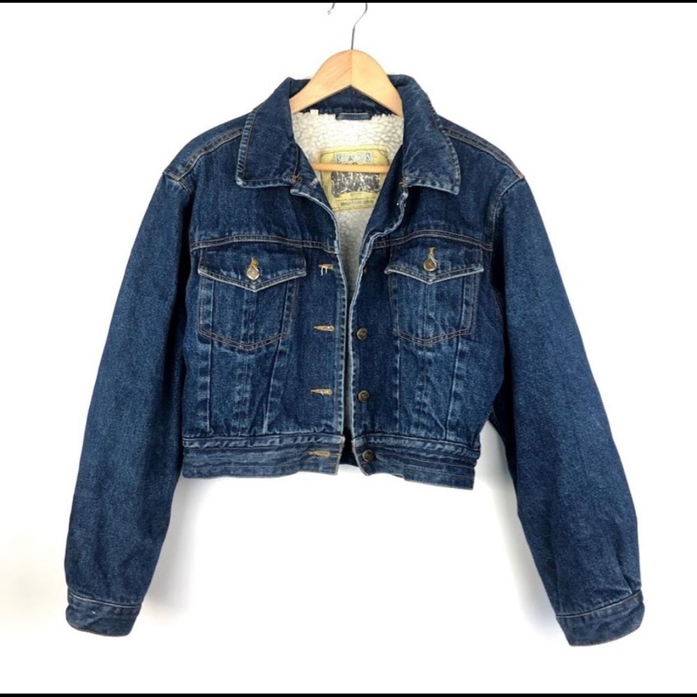 Cropped Denim Sherpa Jacket